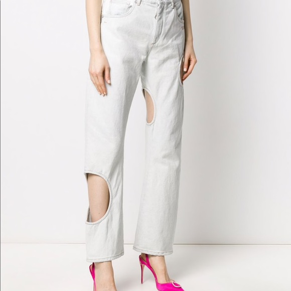 Off-White Denim - Off White Swiss Cheese Jeans